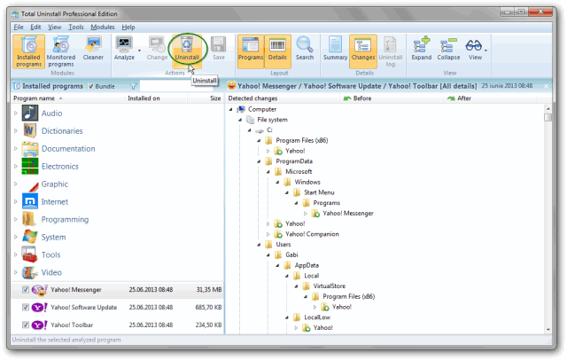 Batch désinstallation - l'analyse est terminée