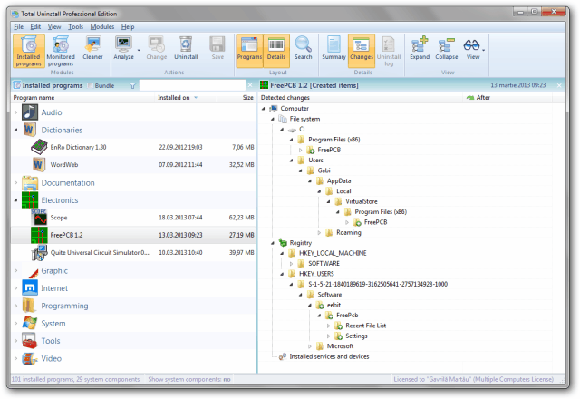 Total Uninstall - fenêtre principale du logiciel de désinstallation Une solution alternative au Ajouter/Supprimer des programmes de Windows pour effectuer une désinstallation complète de programme. Le logiciel de désinstallation le plus efficace qui soit. Testé.