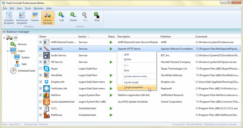 Autorun manager functional module